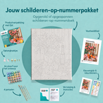 Inhoud van het schilderen-op-nummerpakket Oranje Bloemen