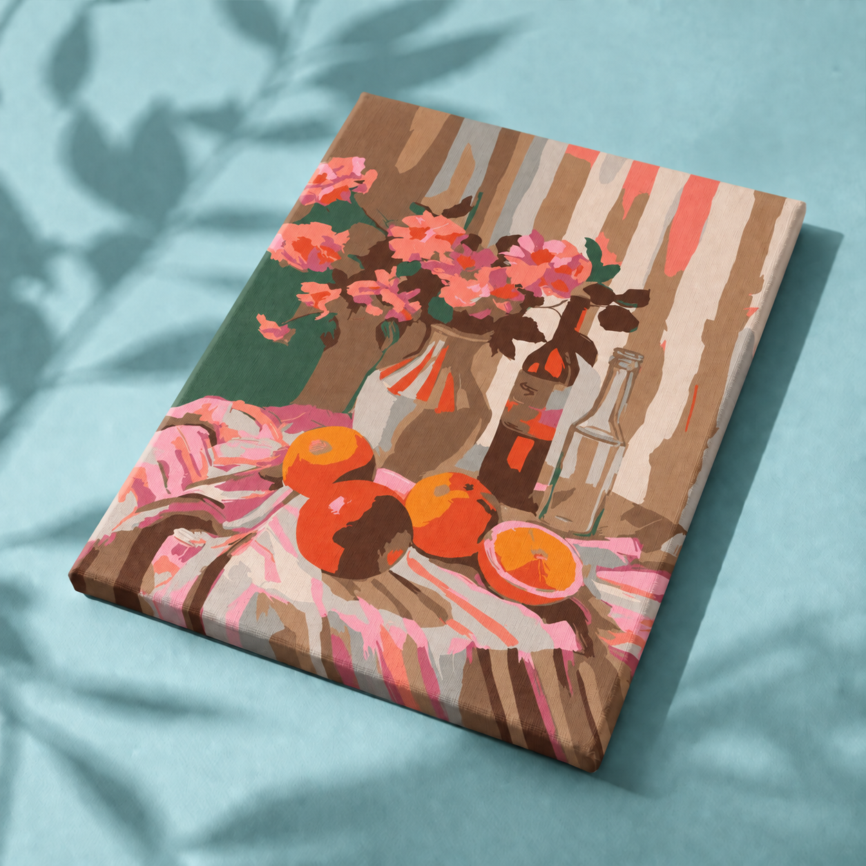 Oranje Bloemen als afgewerkt canvas