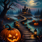 Schilderen op nummer Pad door het pompoenmoeras – Halloween