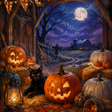 Schilderen op nummer Pompoenchaos in de schuur – Halloween
