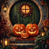 Schilderen op nummer Pompoenfamilie voor de deur – Halloween