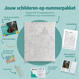 Inhoud van het schilderen-op-nummerpakket Pootjes in de spooknacht
