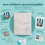Inhoud van het schilderen-op-nummerpakket Retro Sportwagen