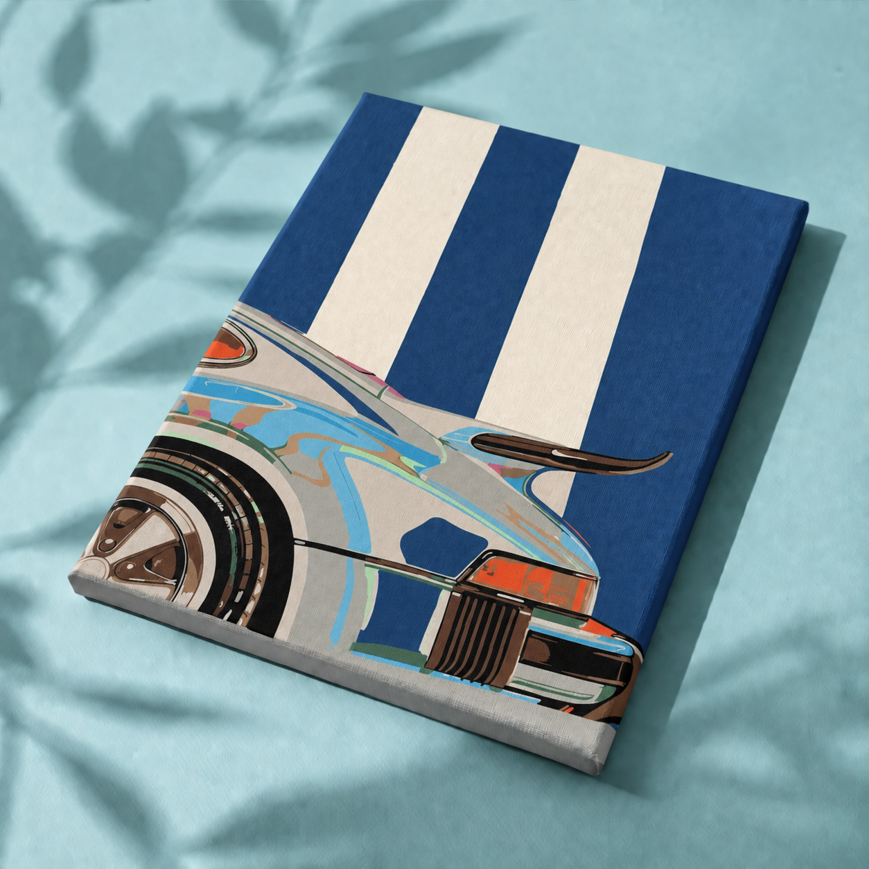 Retro Sportwagen als afgewerkt canvas
