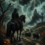 Schilderen op nummer Ruiters onder de onweerslucht – Halloween