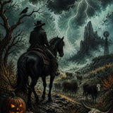 Schilderen op nummer Ruiters onder de onweerslucht – Halloween