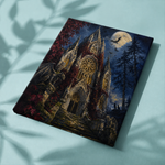 Afgewerkt canvas Schaduwen van de gotische kerk op stof