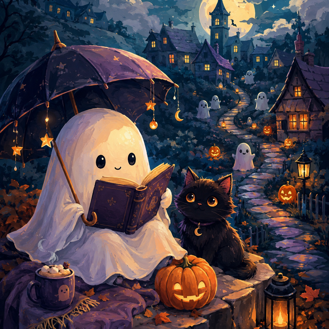 Schilderen op nummer Schattige spooknacht – Halloween
