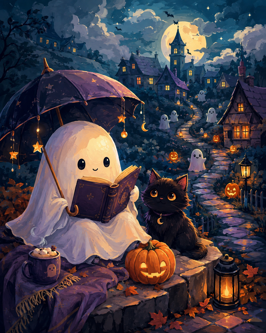 Schilderen op nummer Schattige spooknacht – Halloween