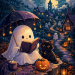 Schilderen op nummer Schattige spooknacht – Halloween
