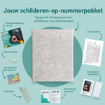 Inhoud van het schilderen-op-nummerpakket Schattige spooknacht