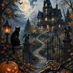 Schilderen op nummer Sleutel tot het spookhuis – Halloween