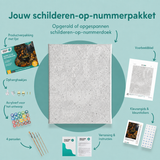 Inhoud van het schilderen-op-nummerpakket Snoep uit de heksenkeuken