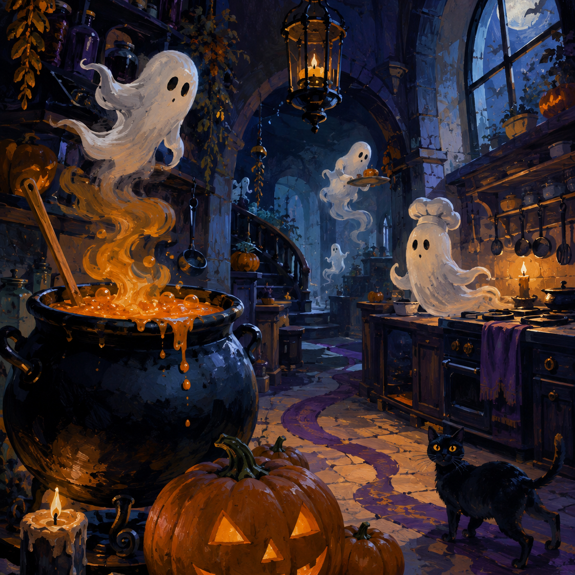 Schilderen op nummer Spoken in de middernachtkeuken – Halloween
