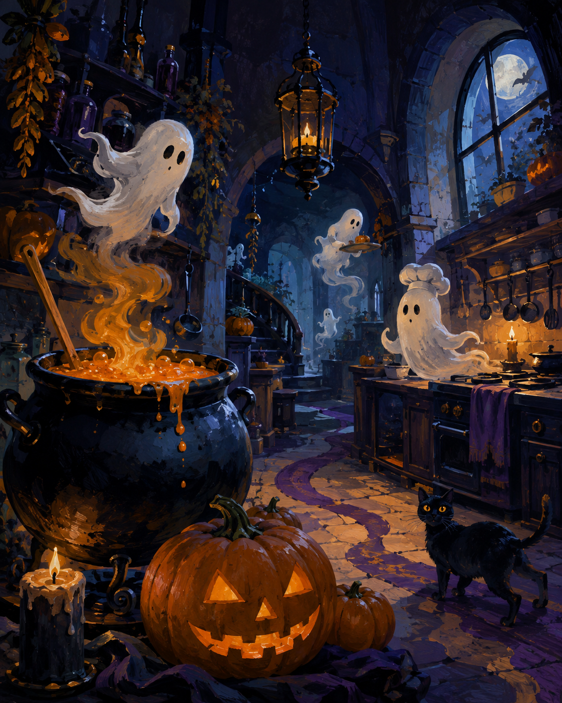 Schilderen op nummer Spoken in de middernachtkeuken – Halloween