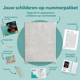 Inhoud van het schilderen-op-nummerpakket Spoken in de middernachtkeuken