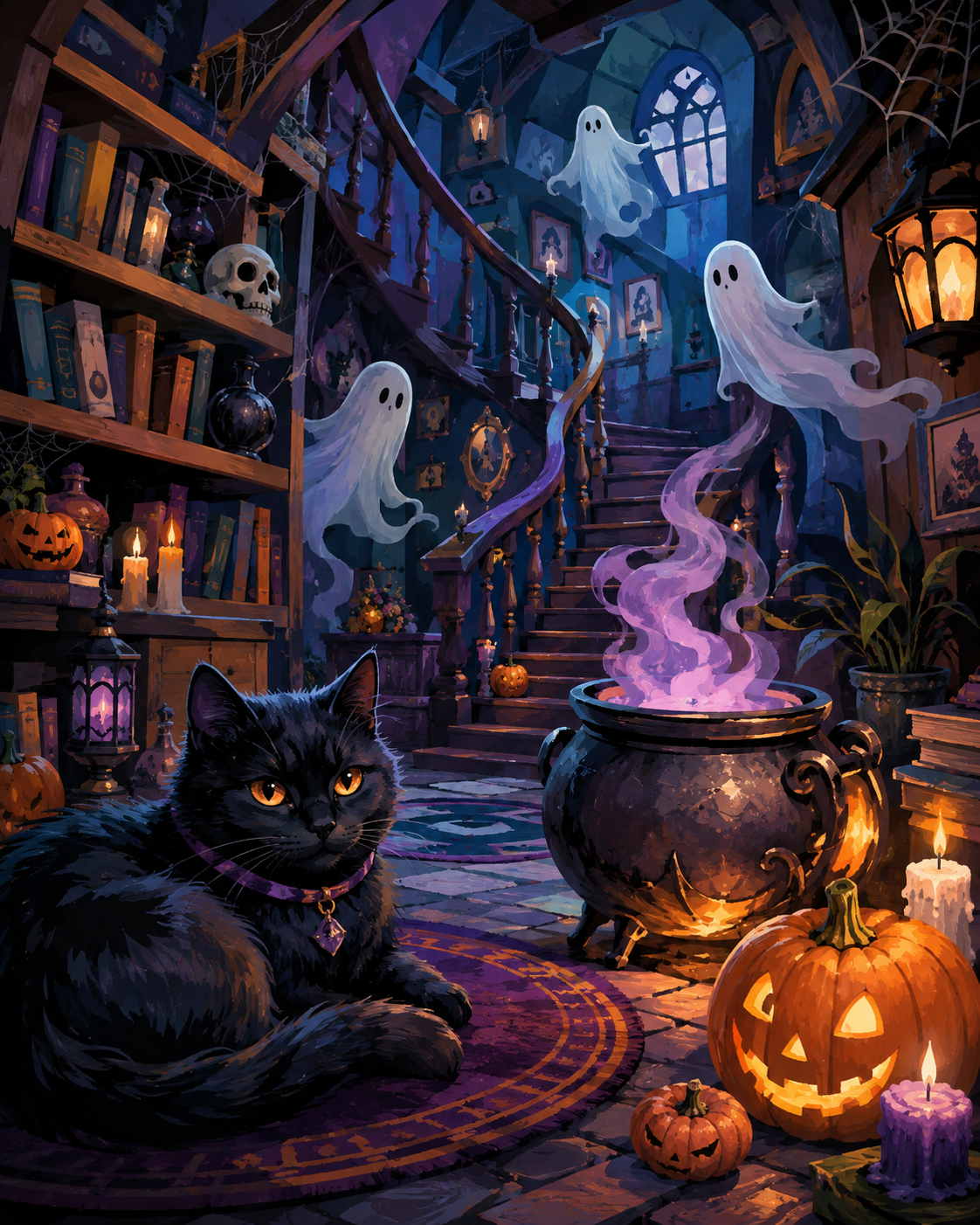Schilderen op nummer Spoken in het kronkelende huis – Halloween