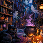 Schilderen op nummer Spoken in het kronkelende huis – Halloween