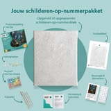 Inhoud van het schilderen-op-nummerpakket Spoken onder de zee