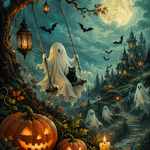 Schilderen op nummer Spookuur in het maanlicht – Halloween