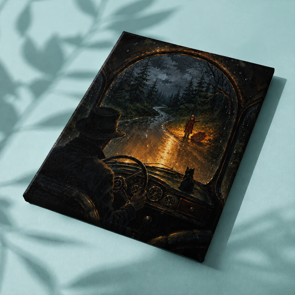 Afgewerkt canvas Stop niet op deze weg op stof