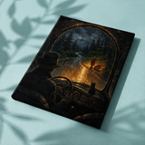 Afgewerkt canvas Stop niet op deze weg op stof
