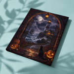 Afgewerkt canvas Storm bij de spookvuurtoren op stof