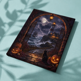 Afgewerkt canvas Storm bij de spookvuurtoren op stof