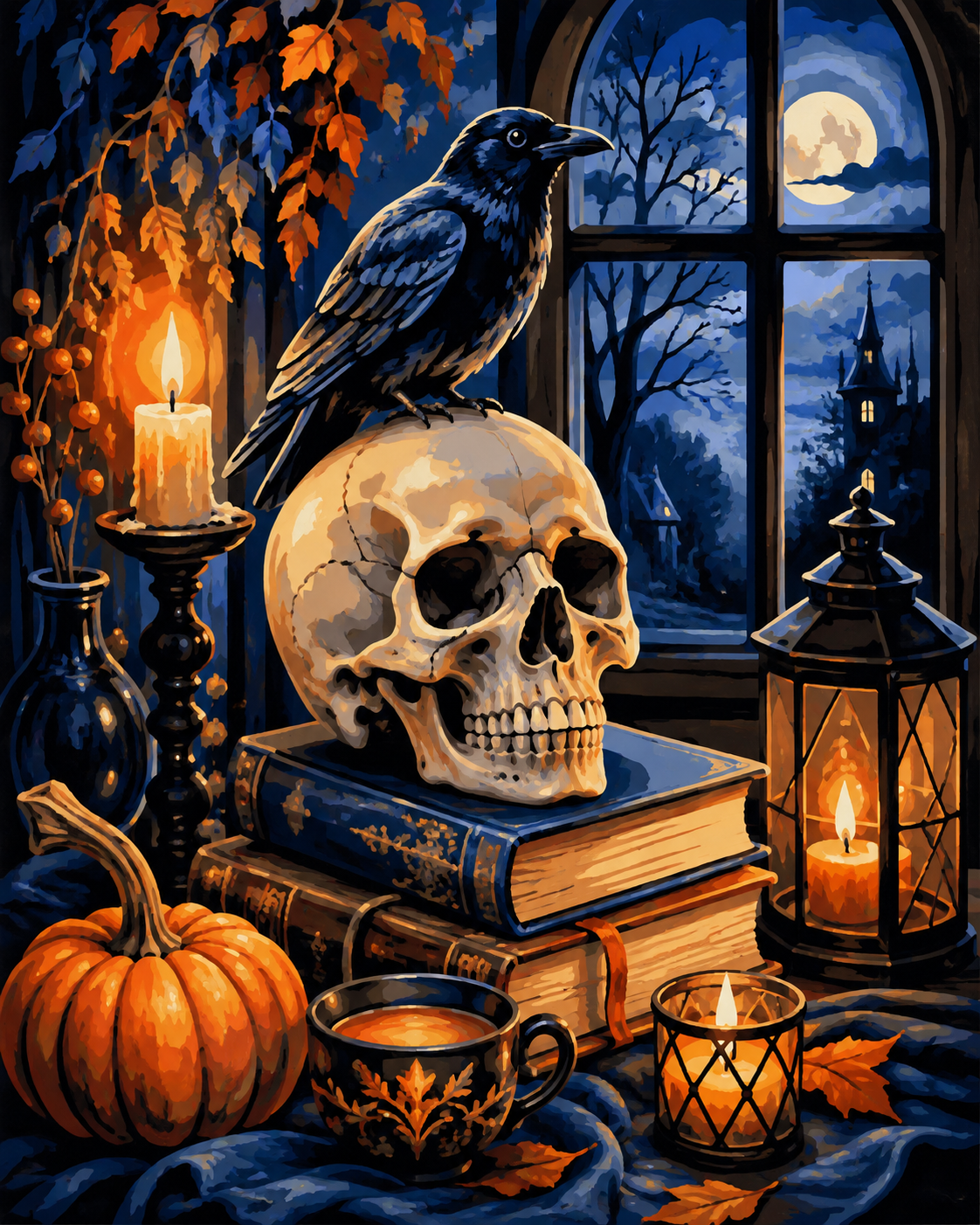 Schilderen op nummer Verhalen bij de schedel – Halloween