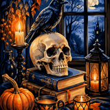 Schilderen op nummer Verhalen bij de schedel – Halloween