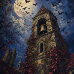 Schilderen op nummer Vleermuizen boven de klokkentoren – Halloween
