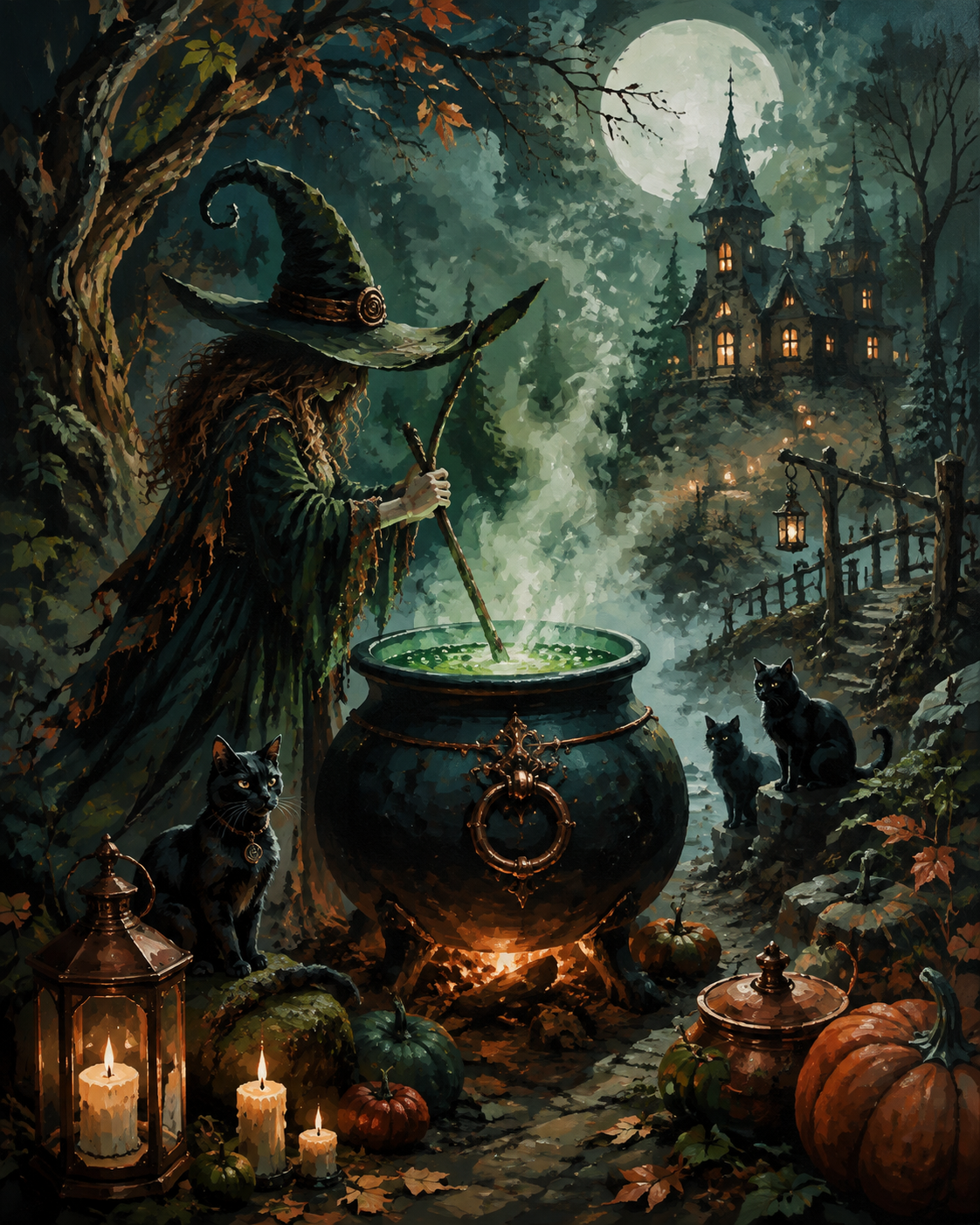 Schilderen op nummer Wie roert er in de heksenketel – Halloween