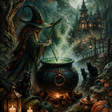 Schilderen op nummer Wie roert er in de heksenketel – Halloween