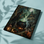 Afgewerkt canvas Wie roert er in de heksenketel op stof