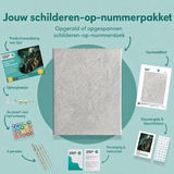 Inhoud van het schilderen-op-nummerpakket Zoete buit in de spooknacht