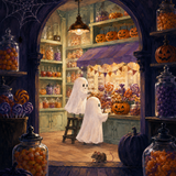 Schilderen op nummer Zoete spoken in de snoepwinkel – Halloween