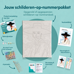 Inhoud van het schilderen-op-nummerpakket Zwarte Hoed